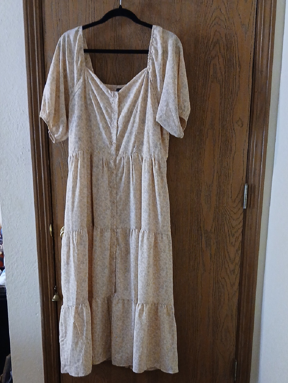 Mikarose Cream Floral Tiered Maxi Dress
